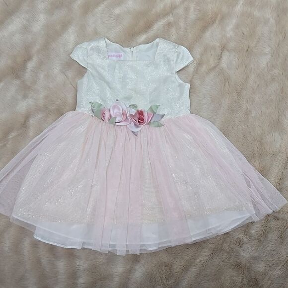 Bonnie Baby Pink and White Embellished Fancy dress - Picture 1 of 6